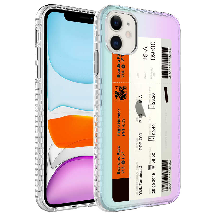 iPhone Uyumlu 12 Kılıf Airbag Kenarlı Renkli Desenli Silikon Zore Elegans Kapak-No1