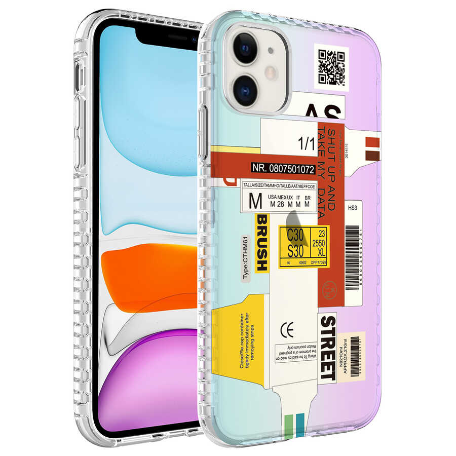 iPhone Uyumlu 12 Kılıf Airbag Kenarlı Renkli Desenli Silikon Zore Elegans Kapak-No2
