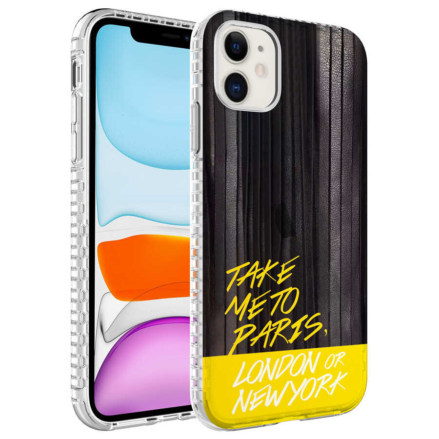 iPhone Uyumlu 12 Kılıf Airbag Kenarlı Renkli Desenli Silikon Zore Elegans Kapak-No3