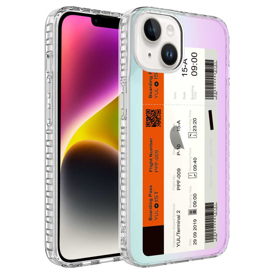 iPhone Uyumlu 13 Kılıf Airbag Kenarlı Renkli Desenli Silikon Zore Elegans Kapak-No1