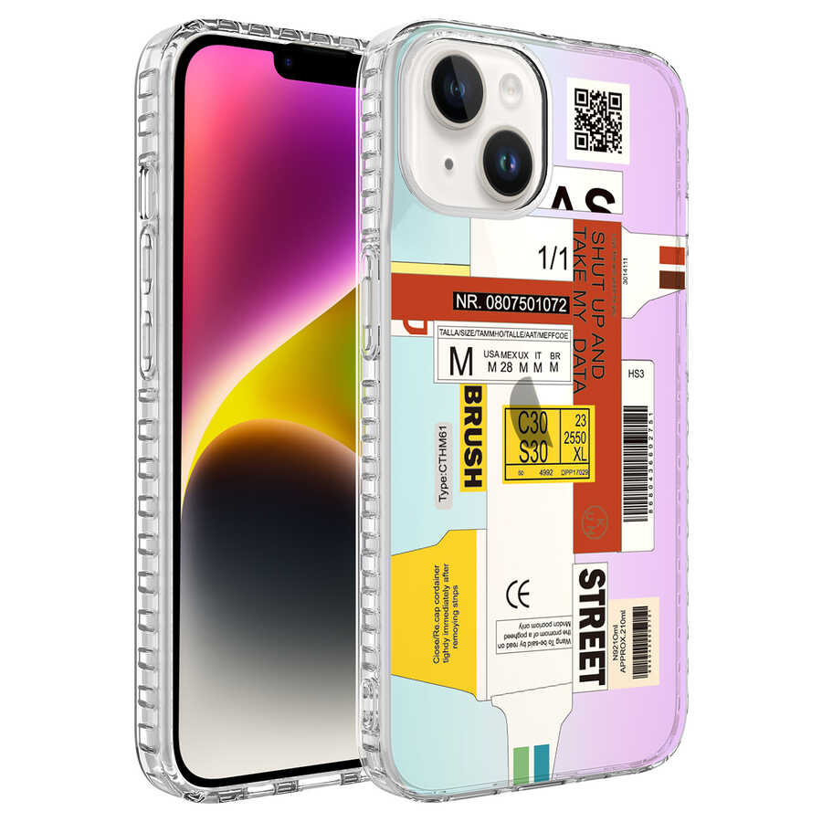 iPhone Uyumlu 13 Kılıf Airbag Kenarlı Renkli Desenli Silikon Zore Elegans Kapak-No2