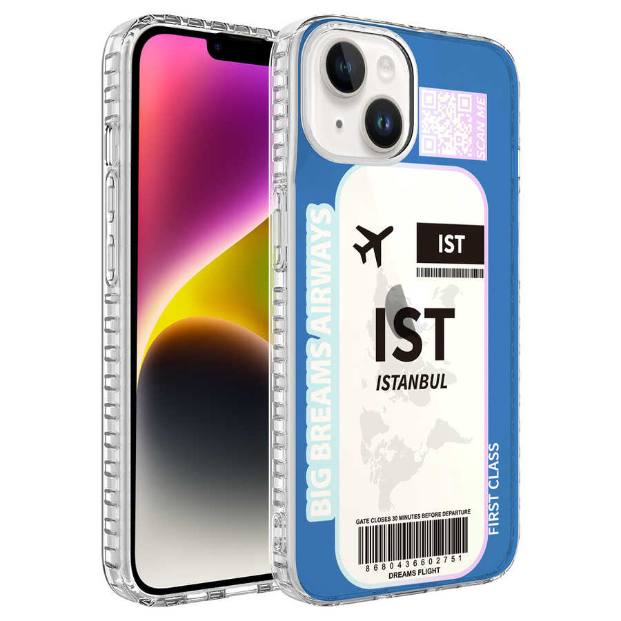 iPhone Uyumlu 13 Kılıf Airbag Kenarlı Renkli Desenli Silikon Zore Elegans Kapak-No4