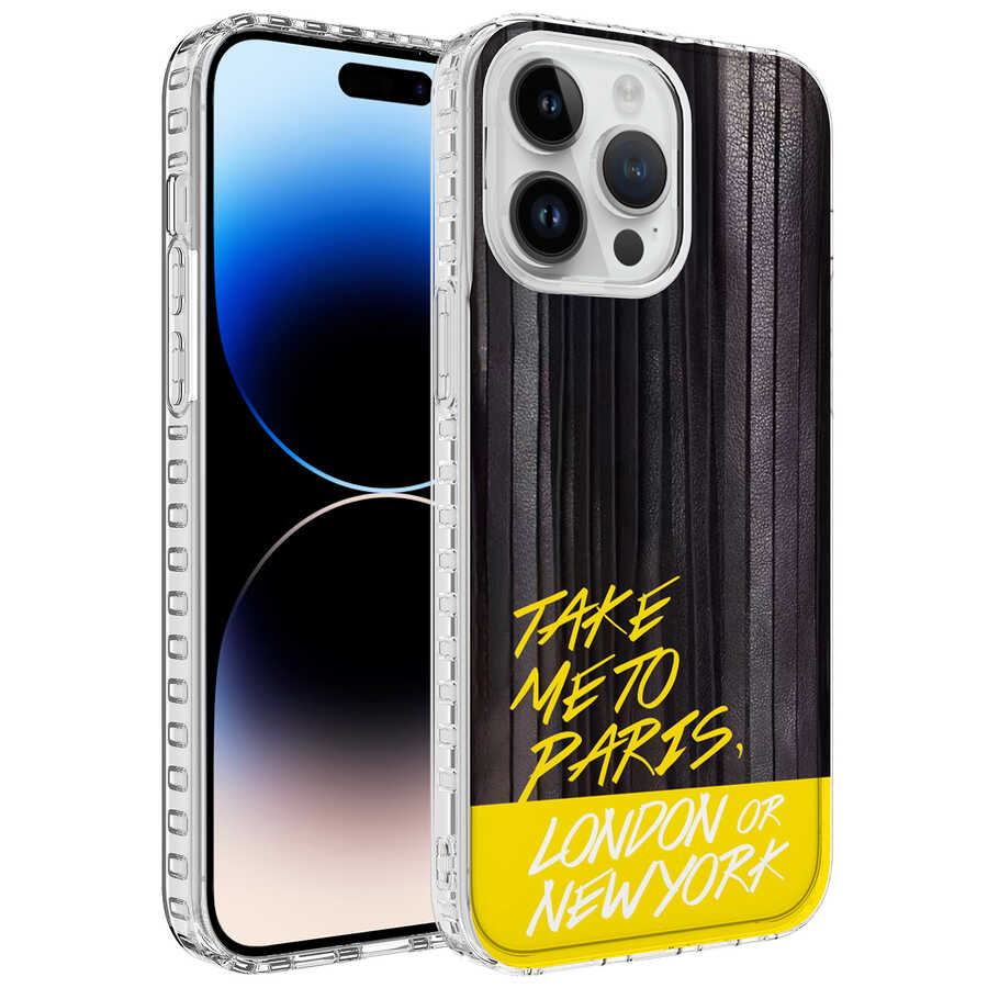 iPhone Uyumlu 13 Pro Max Kılıf Airbag Kenarlı Renkli Desenli Silikon Zore Elegans Kapak-No3