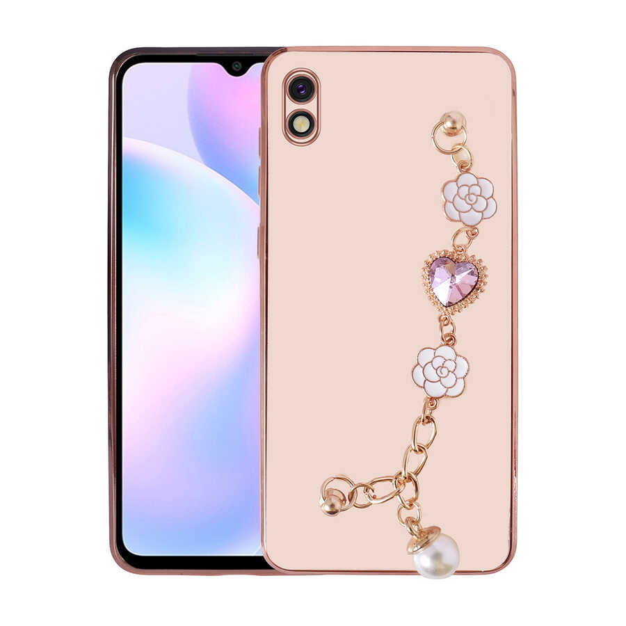 Xiaomi Uyumlu  Redmi 9A Kılıf El Tutamaçlı Kamera Korumalı Zore Taka Silikon Kapak-Pembe