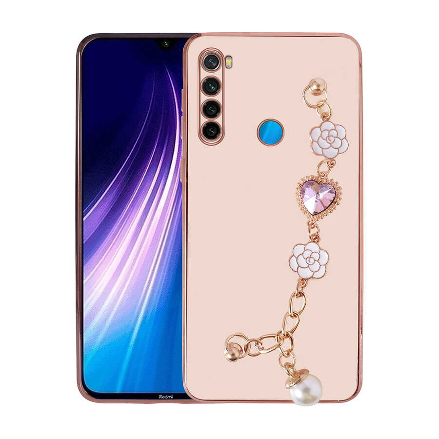 Xiaomi Uyumlu  Redmi Note 8 Kılıf El Tutamaçlı Kamera Korumalı Zore Taka Silikon Kapak-Pembe