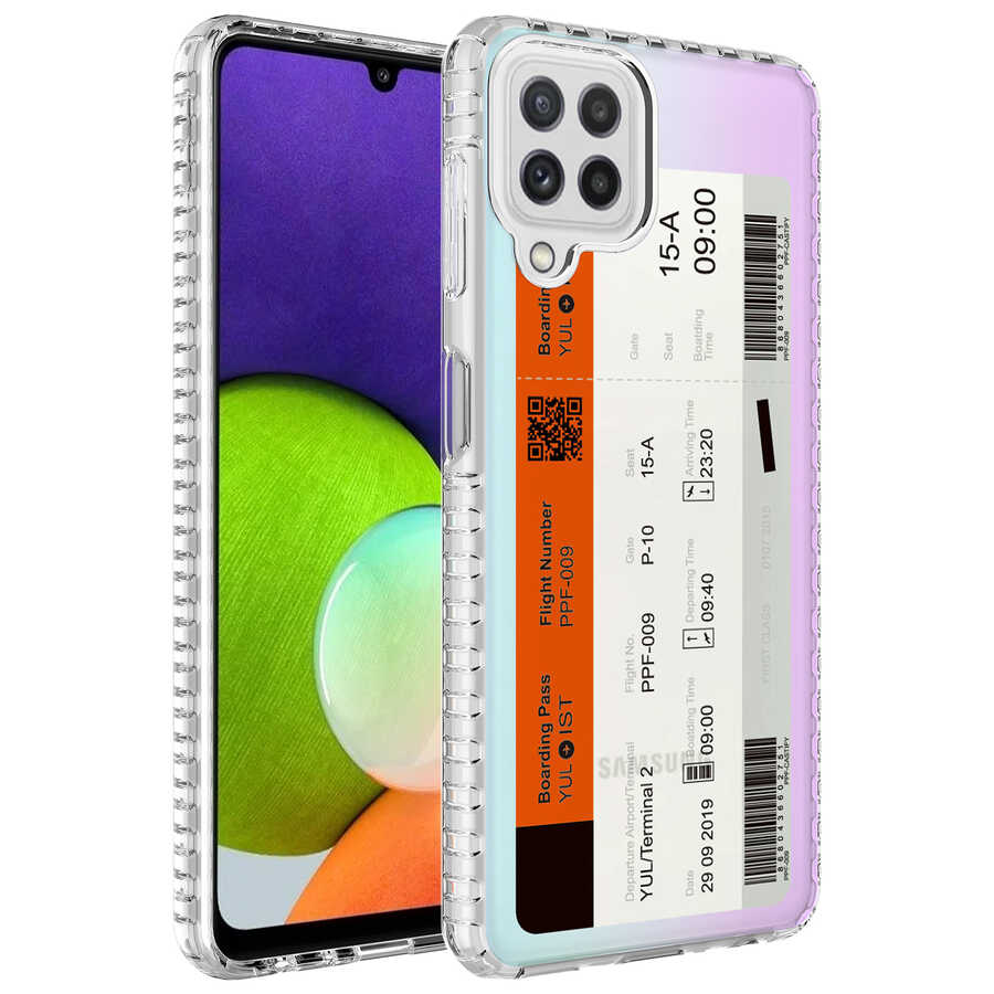 Galaxy Uyumlu A22 4G Kılıf Airbag Kenarlı Renkli Desenli Silikon Zore Elegans Kapak-No1