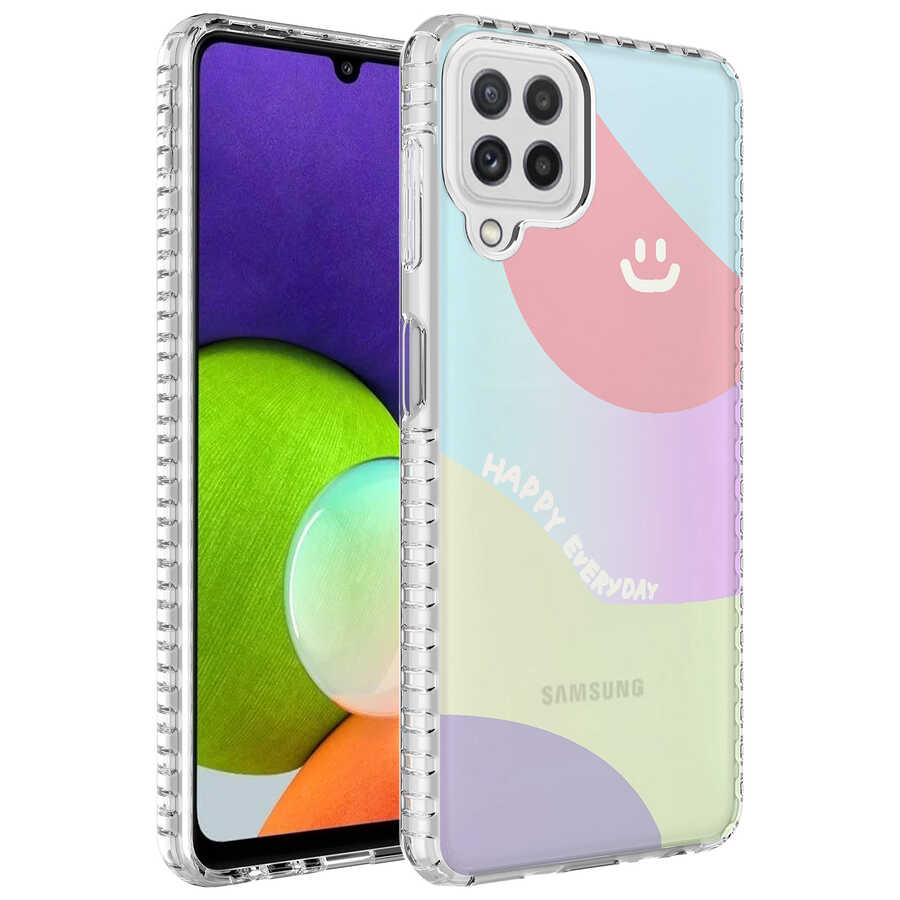 Galaxy Uyumlu M22 Kılıf Airbag Kenarlı Renkli Desenli Silikon Zore Elegans Kapak-No7