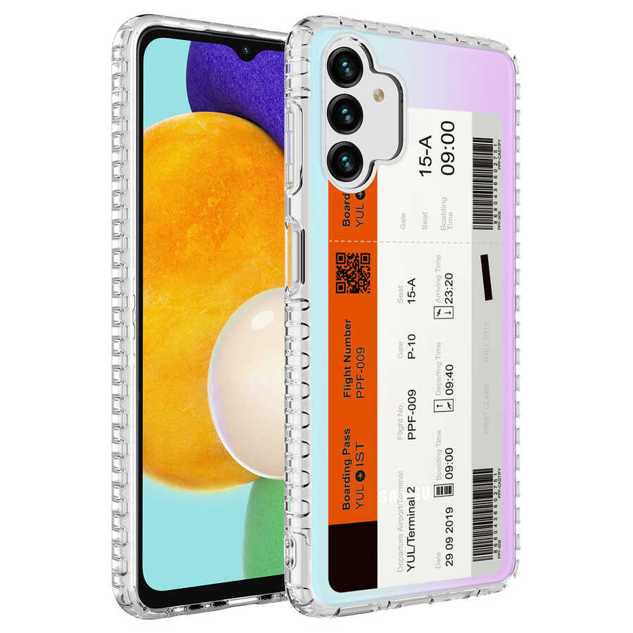 Galaxy Uyumlu A13 4G Kılıf Airbag Kenarlı Renkli Desenli Silikon Zore Elegans Kapak-No1