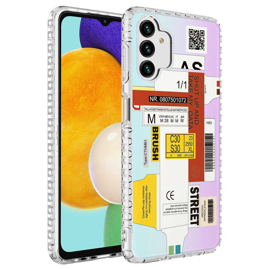 Galaxy Uyumlu A13 4G Kılıf Airbag Kenarlı Renkli Desenli Silikon Zore Elegans Kapak-No2