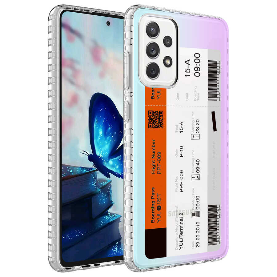 Galaxy Uyumlu A32 4G Kılıf Airbag Kenarlı Renkli Desenli Silikon Zore Elegans Kapak-No1