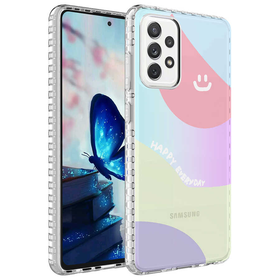Galaxy Uyumlu A32 4G Kılıf Airbag Kenarlı Renkli Desenli Silikon Zore Elegans Kapak-No7
