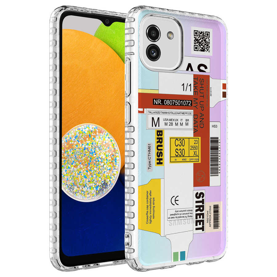 Galaxy Uyumlu A03 Kılıf Airbag Kenarlı Renkli Desenli Silikon Zore Elegans Kapak-No2
