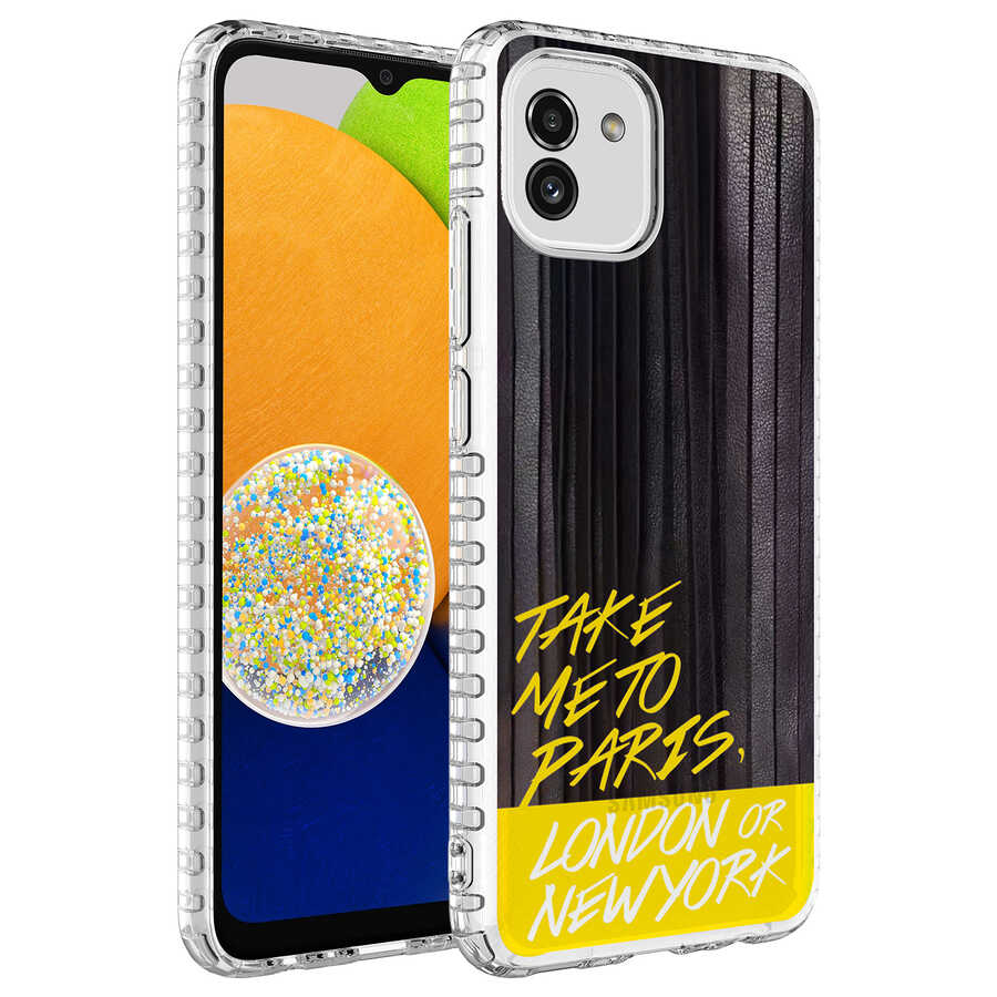 Galaxy Uyumlu A03 Kılıf Airbag Kenarlı Renkli Desenli Silikon Zore Elegans Kapak-No3