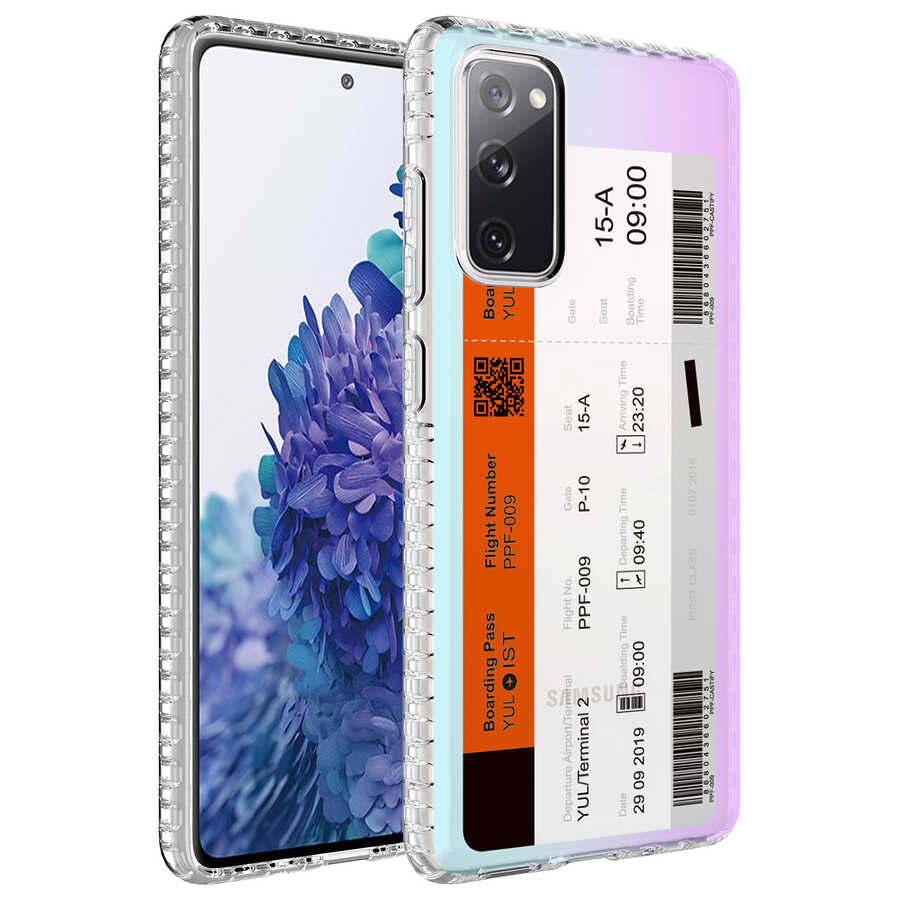 Galaxy Uyumlu S20 FE Kılıf Airbag Kenarlı Renkli Desenli Silikon Zore Elegans Kapak-No1