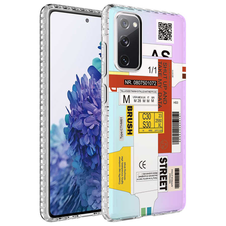 Galaxy Uyumlu S20 FE Kılıf Airbag Kenarlı Renkli Desenli Silikon Zore Elegans Kapak-No2