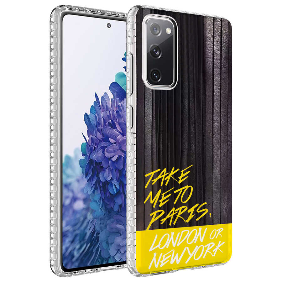 Galaxy Uyumlu S20 FE Kılıf Airbag Kenarlı Renkli Desenli Silikon Zore Elegans Kapak-No3