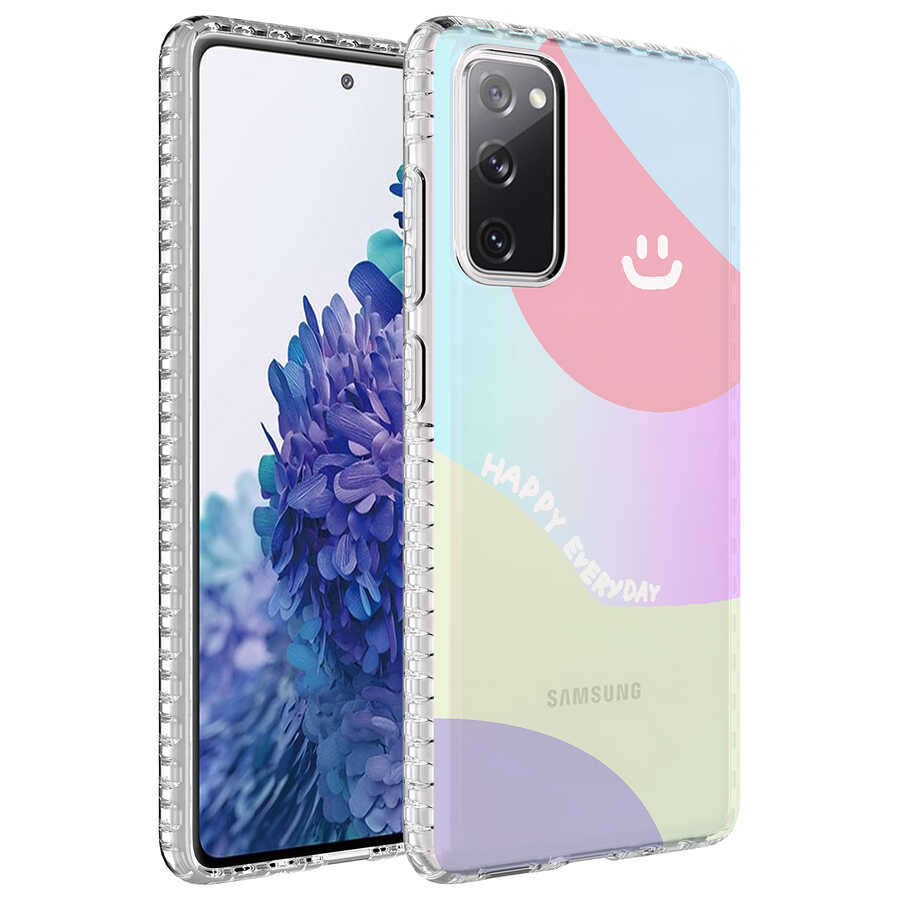 Galaxy Uyumlu S20 FE Kılıf Airbag Kenarlı Renkli Desenli Silikon Zore Elegans Kapak-No7