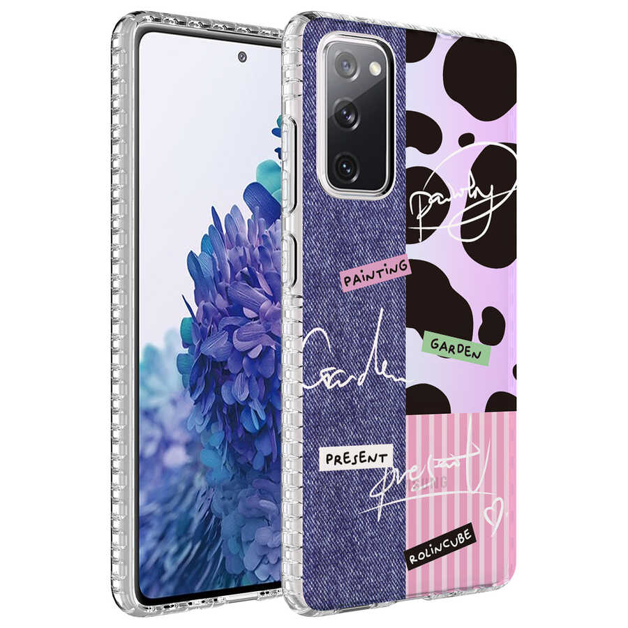 Galaxy Uyumlu S20 FE Kılıf Airbag Kenarlı Renkli Desenli Silikon Zore Elegans Kapak
