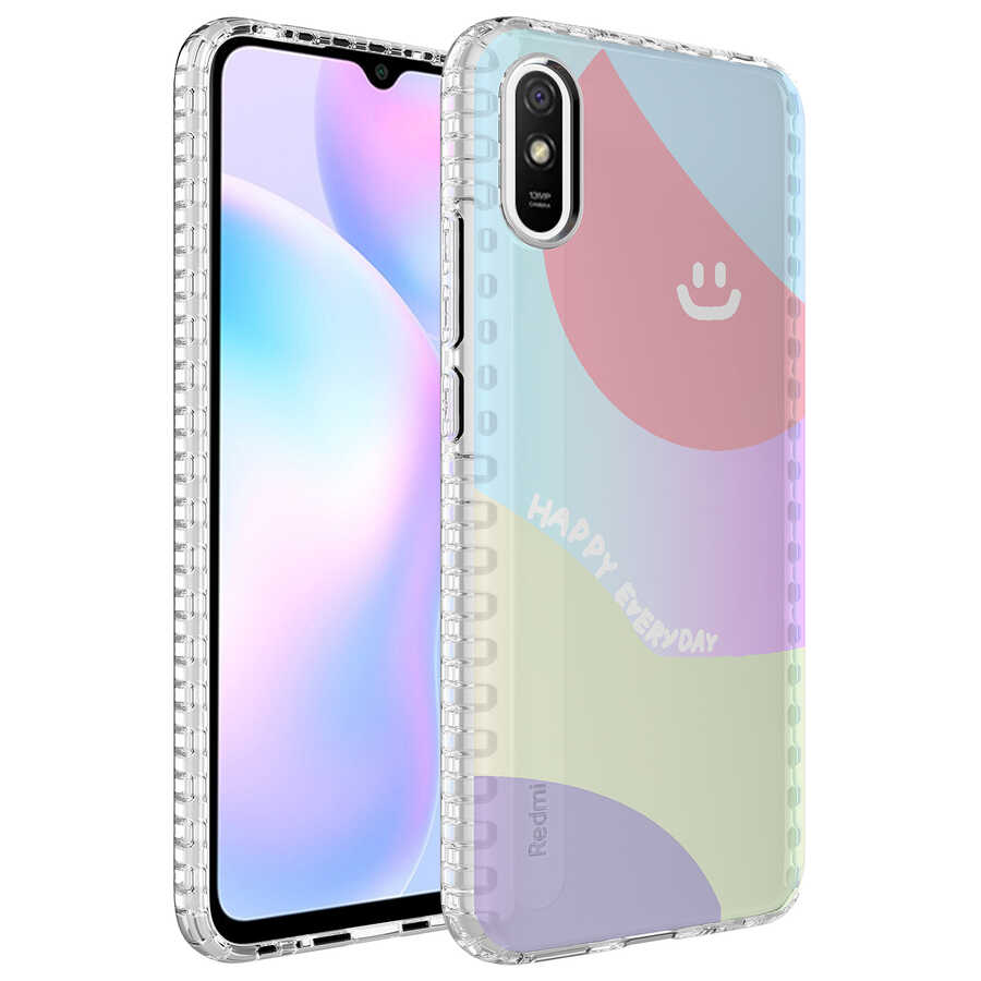 Xiaomi Uyumlu  Redmi 9A Kılıf Airbag Kenarlı Renkli Desenli Silikon Zore Elegans Kapak-No7