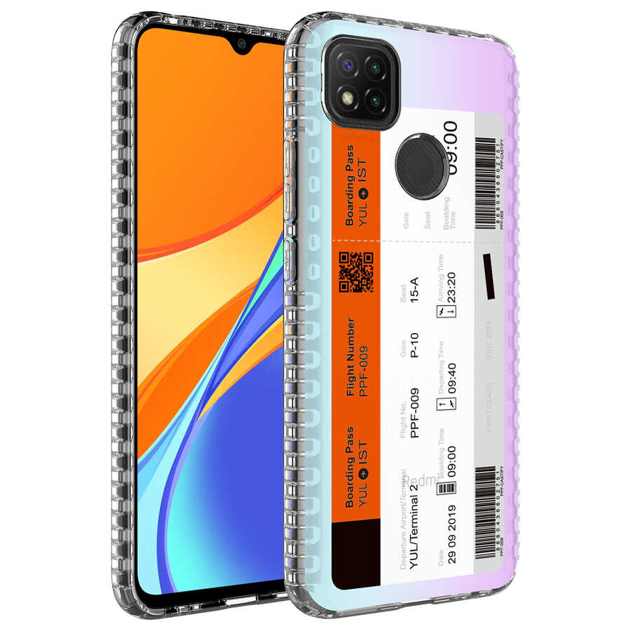 Xiaomi Uyumlu  Redmi 9C Kılıf Airbag Kenarlı Renkli Desenli Silikon Zore Elegans Kapak-No1