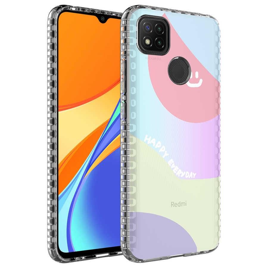 Xiaomi Uyumlu  Redmi 9C Kılıf Airbag Kenarlı Renkli Desenli Silikon Zore Elegans Kapak-No7
