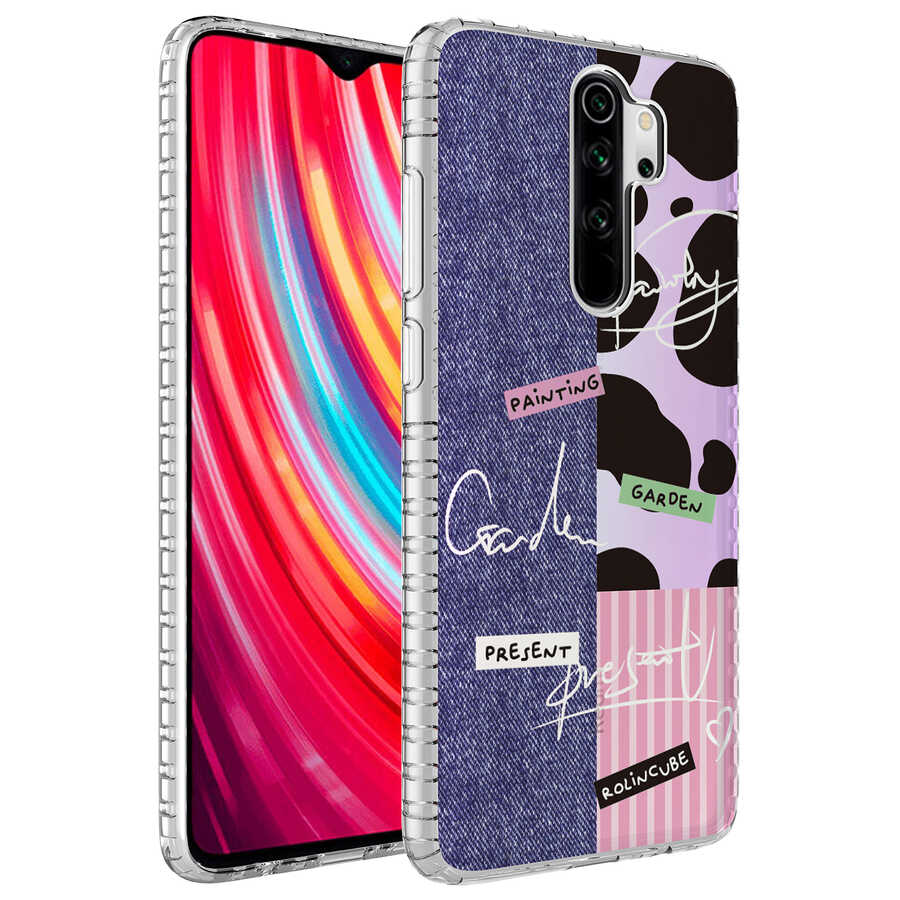 Xiaomi Uyumlu  Redmi Note 8 Pro Kılıf Airbag Kenarlı Renkli Desenli Silikon Zore Elegans Kapak
