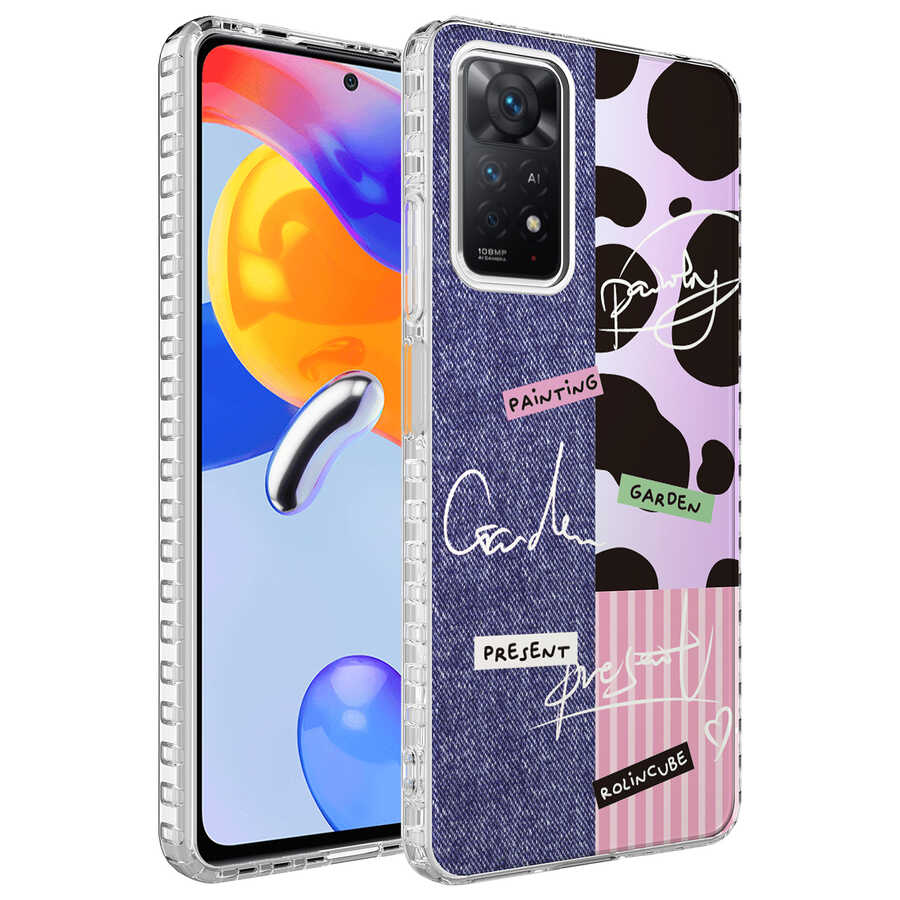 Xiaomi Uyumlu  Redmi Note 11 Global Kılıf Airbag Kenarlı Renkli Desenli Silikon Zore Elegans Kapak