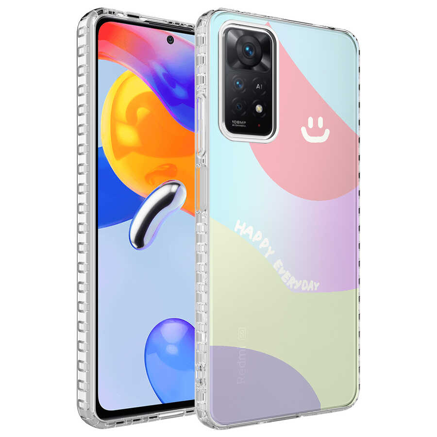 Xiaomi Uyumlu  Redmi Note 11S Global Kılıf Airbag Kenarlı Renkli Desenli Silikon Zore Elegans Kapak-No7