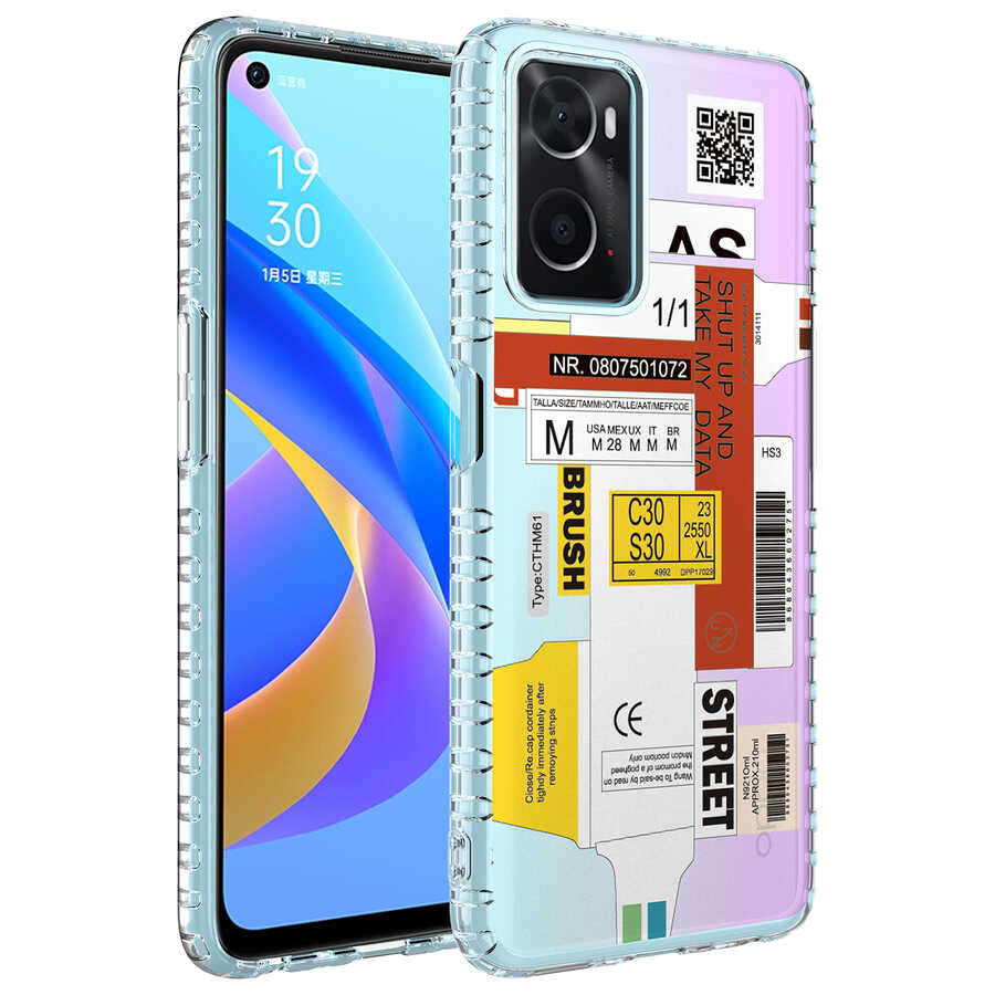 Oppo A96 4G Kılıf Airbag Kenarlı Renkli Desenli Silikon Zore Elegans Kapak-No2