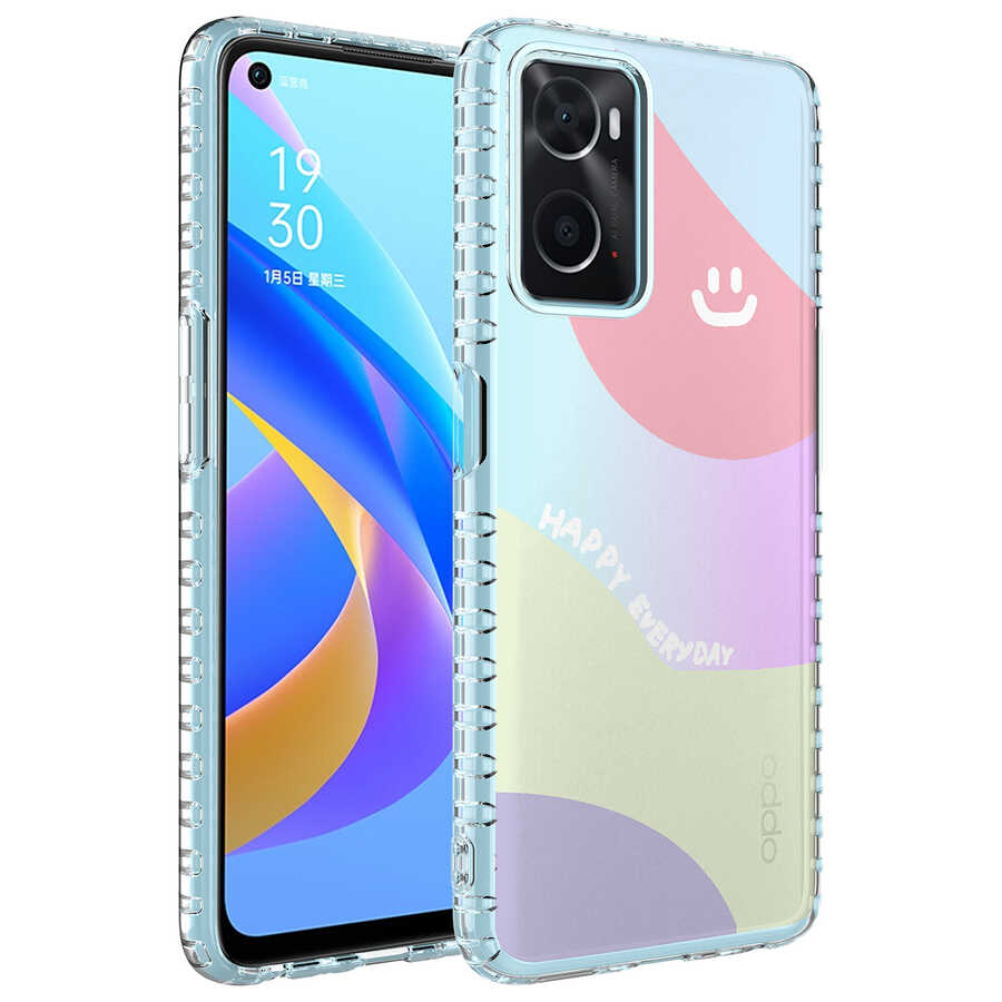 Oppo A96 4G Kılıf Airbag Kenarlı Renkli Desenli Silikon Zore Elegans Kapak-No7