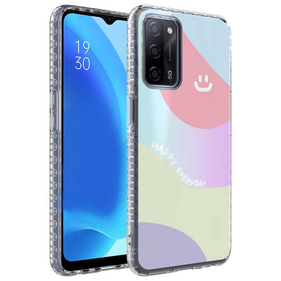 Oppo A54 4G Kılıf Airbag Kenarlı Renkli Desenli Silikon Zore Elegans Kapak-No7