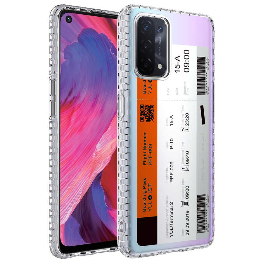 Oppo A74 4G Kılıf Airbag Kenarlı Renkli Desenli Silikon Zore Elegans Kapak-No1