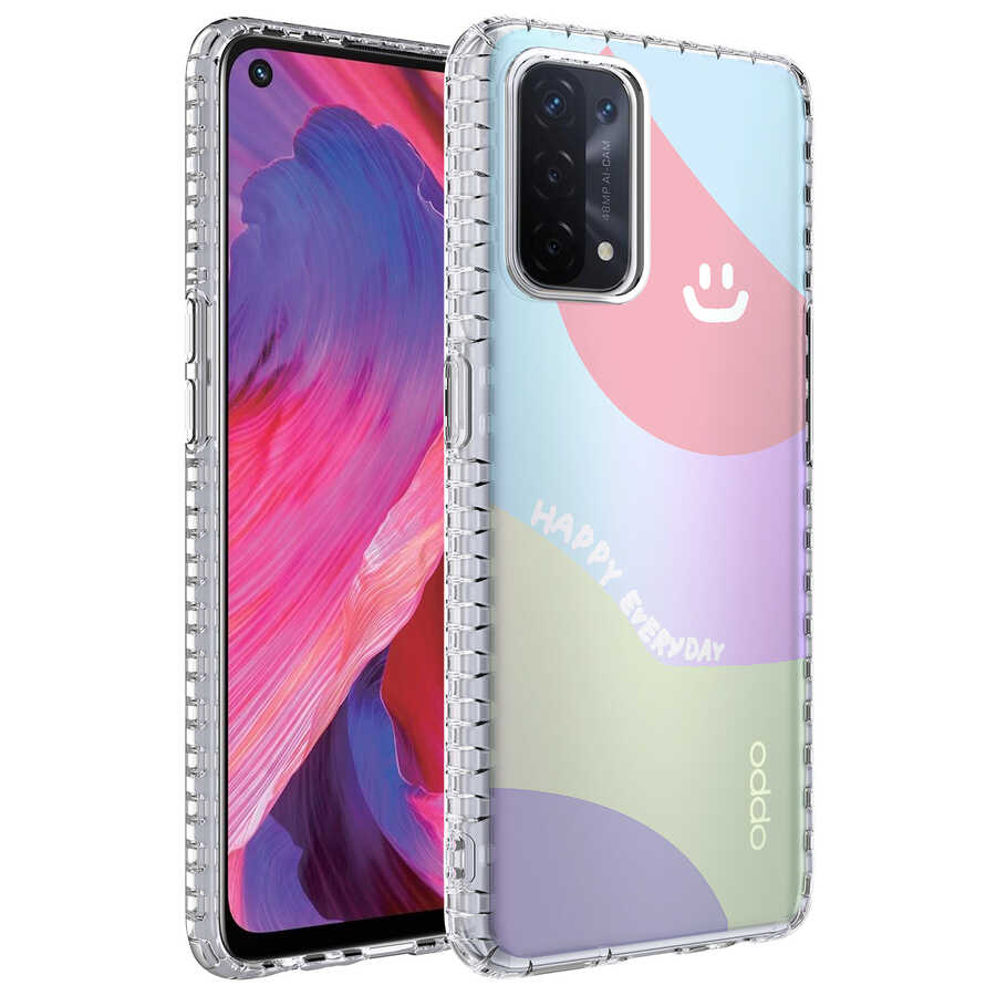 Oppo A74 4G Kılıf Airbag Kenarlı Renkli Desenli Silikon Zore Elegans Kapak-No7