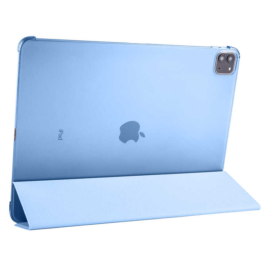 iPad Uyumlu Pro 12.9 2022 M2 Zore Smart Kapak Standlı 1-1 Kılıf-Mavi