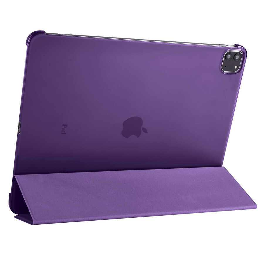 iPad Uyumlu Pro 12.9 2022 M2 Zore Smart Kapak Standlı 1-1 Kılıf-Mor