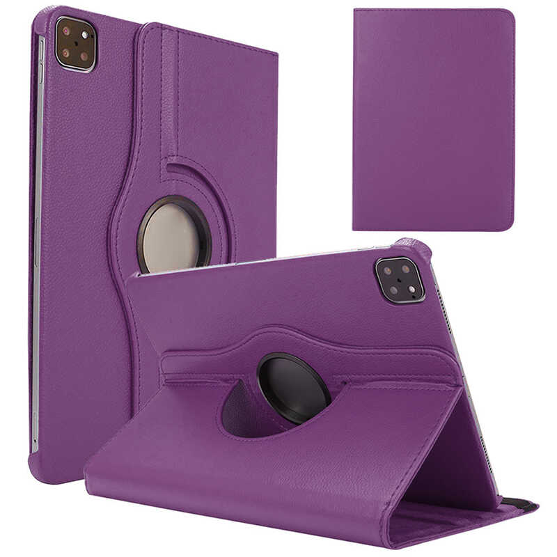 iPad Uyumlu Pro 12.9 2022 M2 Zore Dönebilen Standlı Kılıf-Mor
