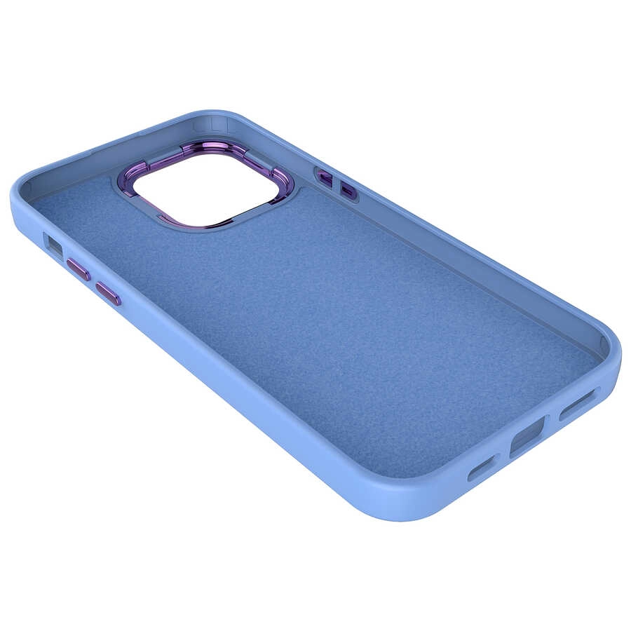 iPhone Uyumlu 13 Pro Kılıf Metal Çerçeve ve Buton Tasarımlı Silikon Zore Luna Kapak