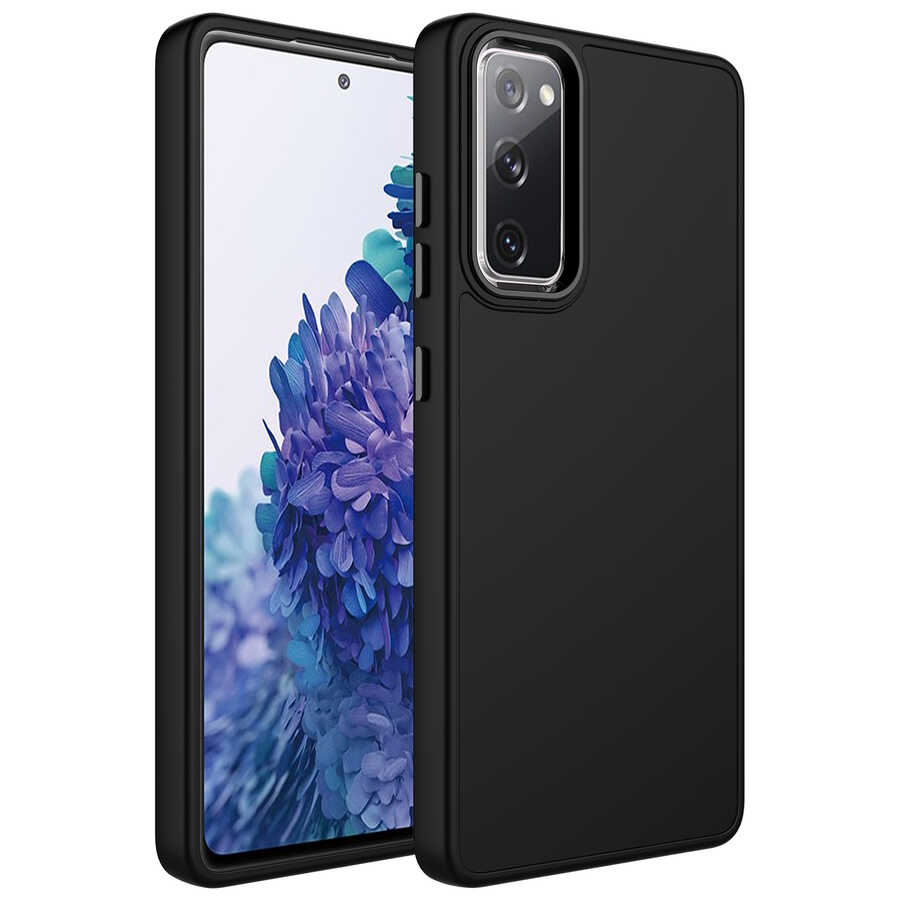 Galaxy Uyumlu S20 FE Kılıf Metal Çerçeve ve Buton Tasarımlı Silikon Zore Luna Kapak