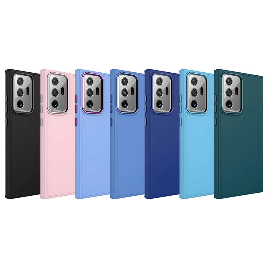 Galaxy Uyumlu Note 20 Ultra Kılıf Metal Çerçeve ve Buton Tasarımlı Silikon Zore Luna Kapak