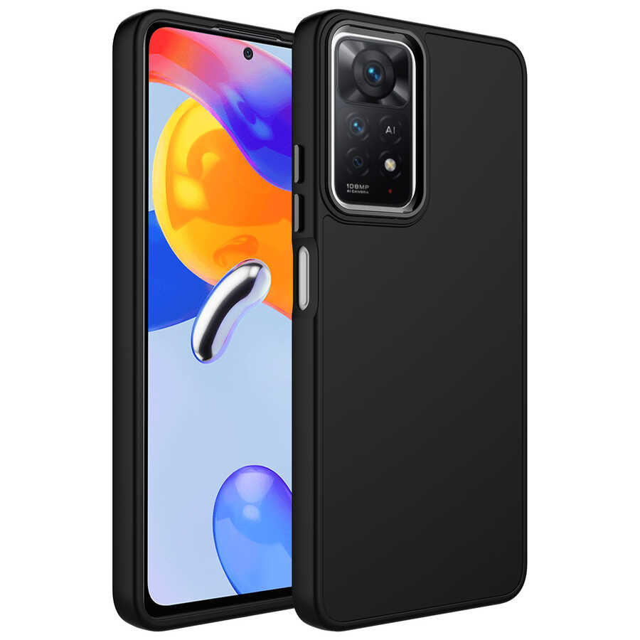 Xiaomi Uyumlu  Redmi Note 11S Global Kılıf Metal Çerçeve ve Buton Tasarımlı Silikon Zore Luna Kapak