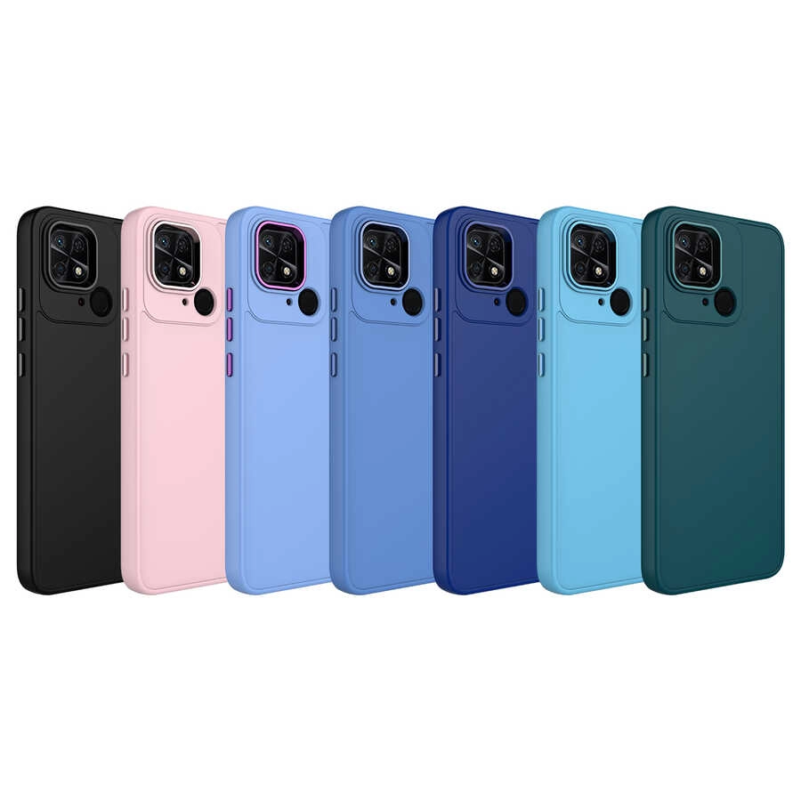 Xiaomi Uyumlu  Redmi 10C Kılıf Metal Çerçeve ve Buton Tasarımlı Silikon Zore Luna Kapak