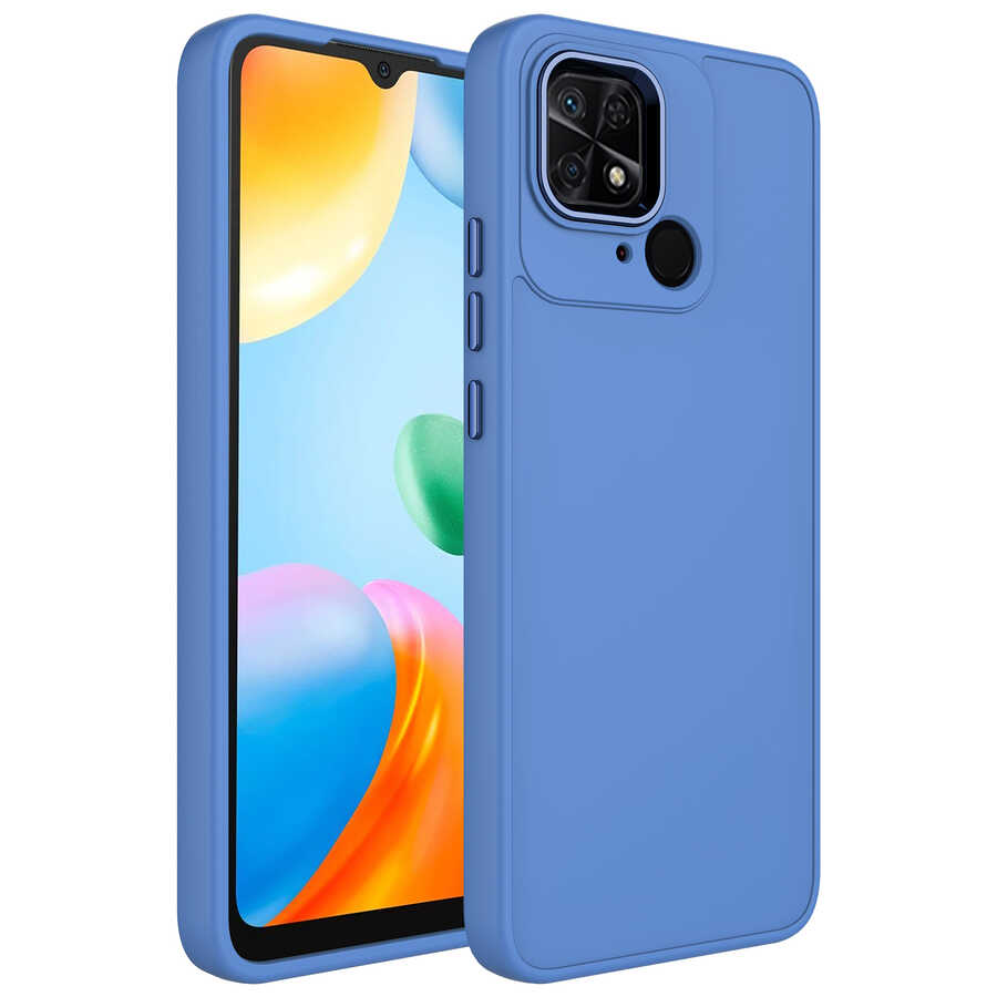 Xiaomi Uyumlu  Redmi 10C Kılıf Metal Çerçeve ve Buton Tasarımlı Silikon Zore Luna Kapak-Lavendery gray
