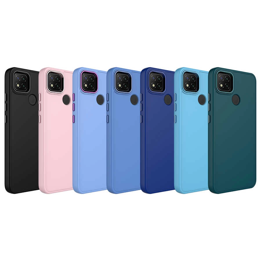 Xiaomi Uyumlu  Redmi 9C Kılıf Metal Çerçeve ve Buton Tasarımlı Silikon Zore Luna Kapak