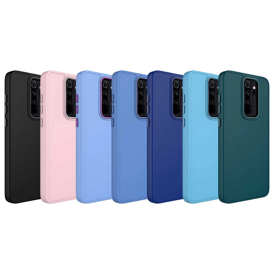 Xiaomi Uyumlu  Redmi Note 8 Pro Kılıf Metal Çerçeve ve Buton Tasarımlı Silikon Zore Luna Kapak