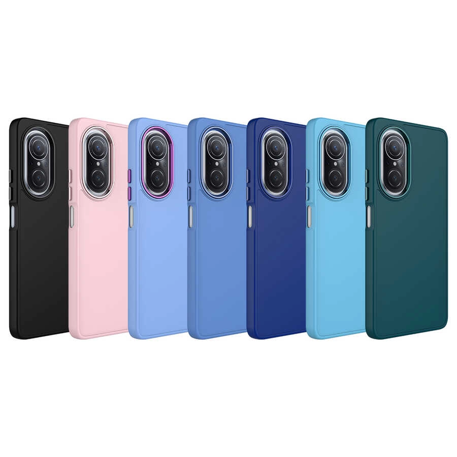 Huawei Uyumlu Nova 9 SE Kılıf Metal Çerçeve ve Buton Tasarımlı Silikon Zore Luna Kapak