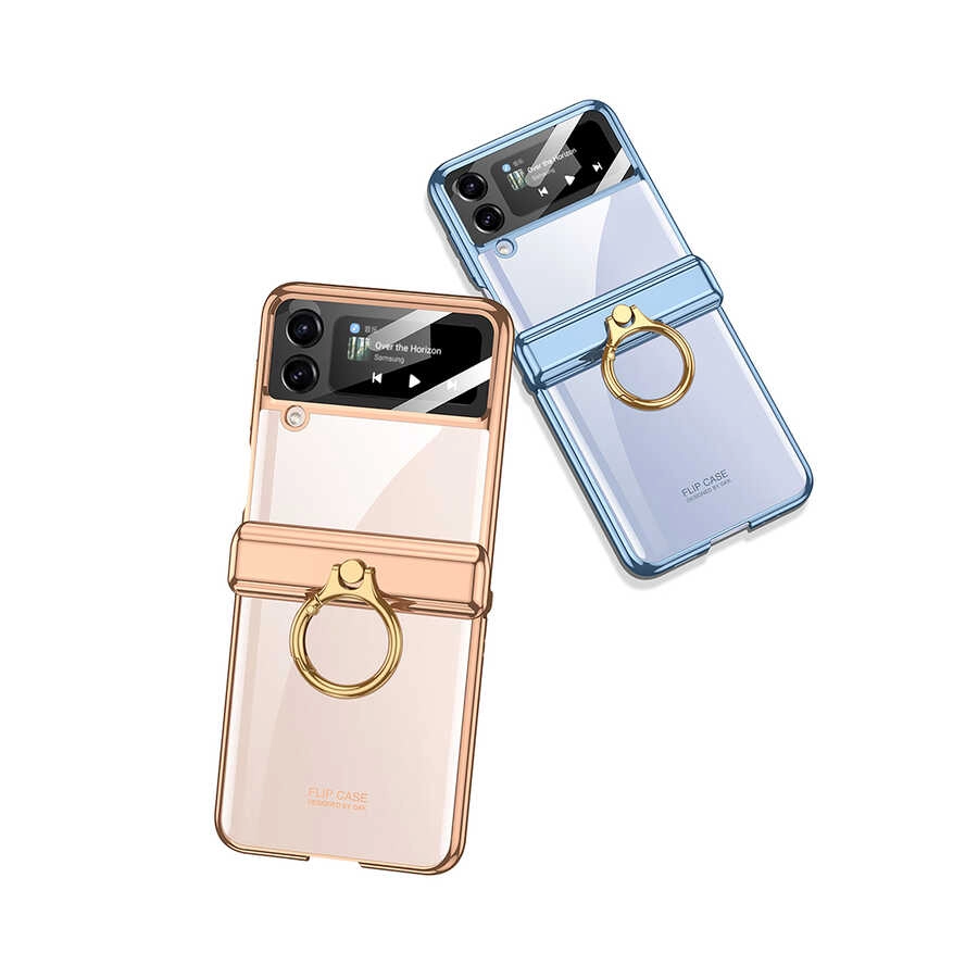 Galaxy Uyumlu Z Flip 4 Kılıf Zore Kıpta Yüzüklü Lens Korumalı Kapak