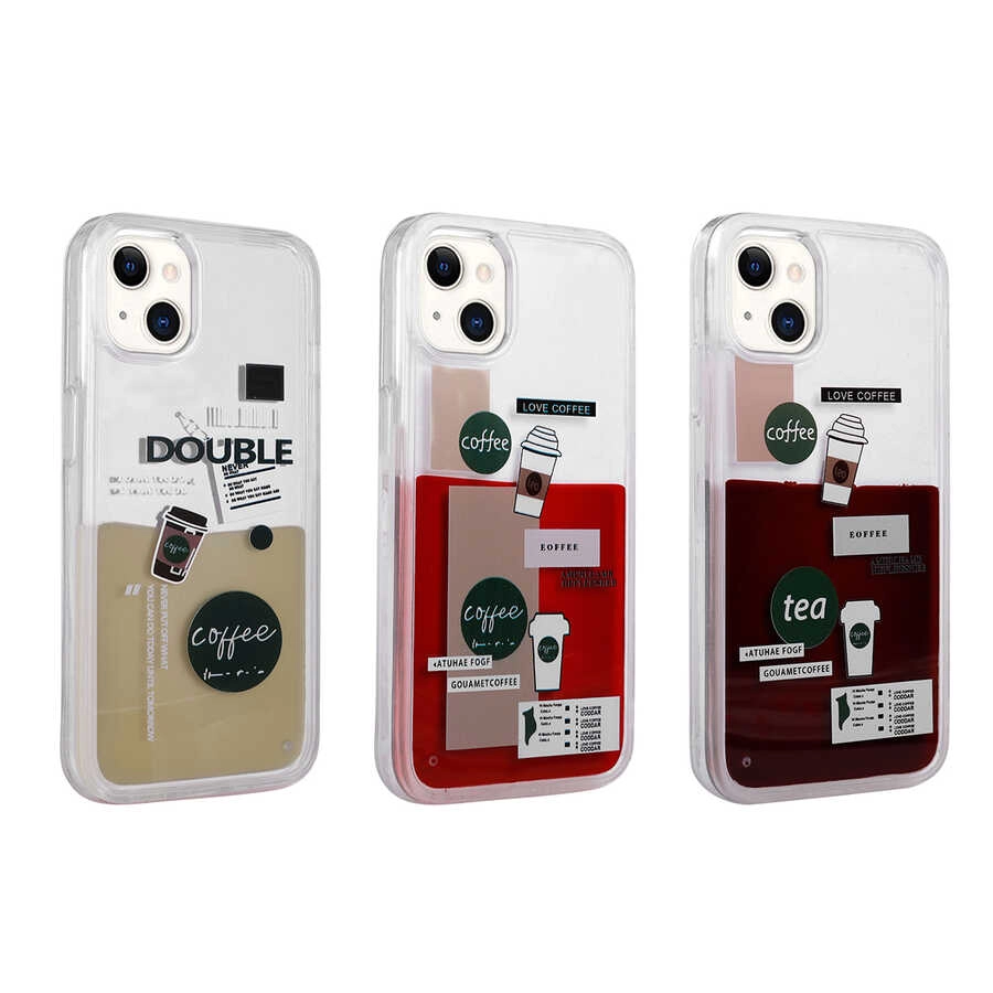 iPhone Uyumlu 14 Plus Kılıf Desenli Sıvılı Zore Drink Silikon Kapak