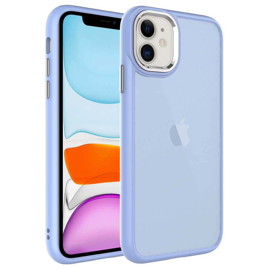 iPhone Uyumlu 11 Kılıf Buzlu Sert PC Zore May Kapak-Lila