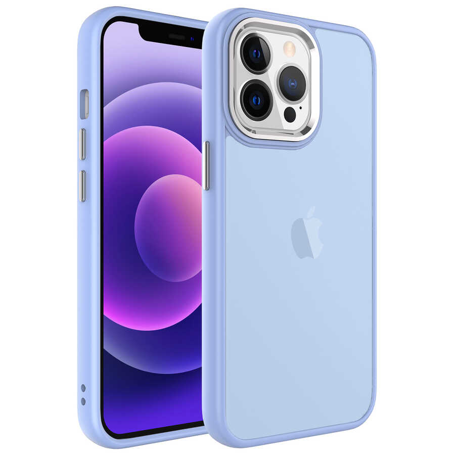iPhone Uyumlu 13 Pro Max Kılıf Buzlu Sert PC Zore May Kapak-Lila