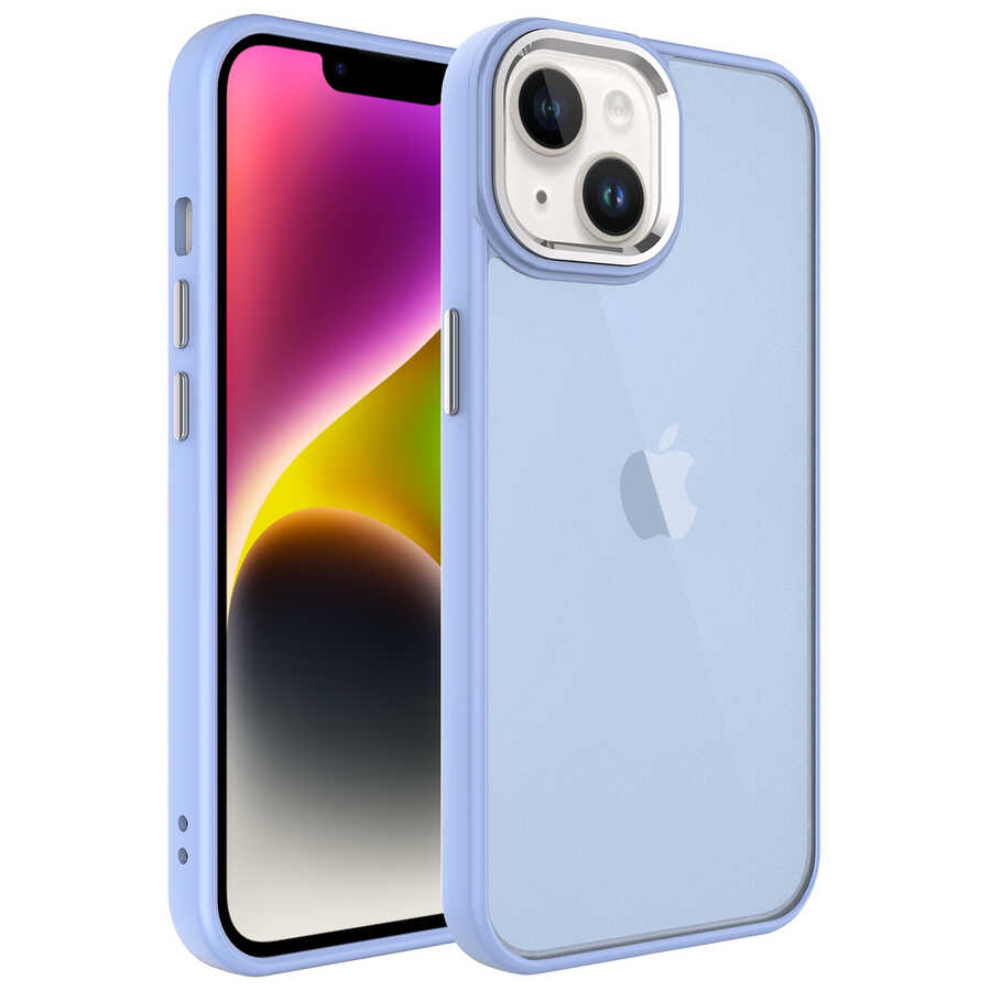 iPhone Uyumlu 14 Plus Kılıf Buzlu Sert PC Zore May Kapak-Lila